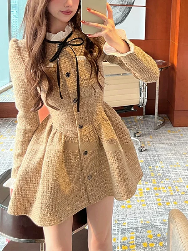 Zjkrl - Autumn Elegant Y2k Mini Dress Women Casual Vintage Short Party Dress Female Long Sleeve One Piece Dress Korean Fashion Tunics Trendy modern