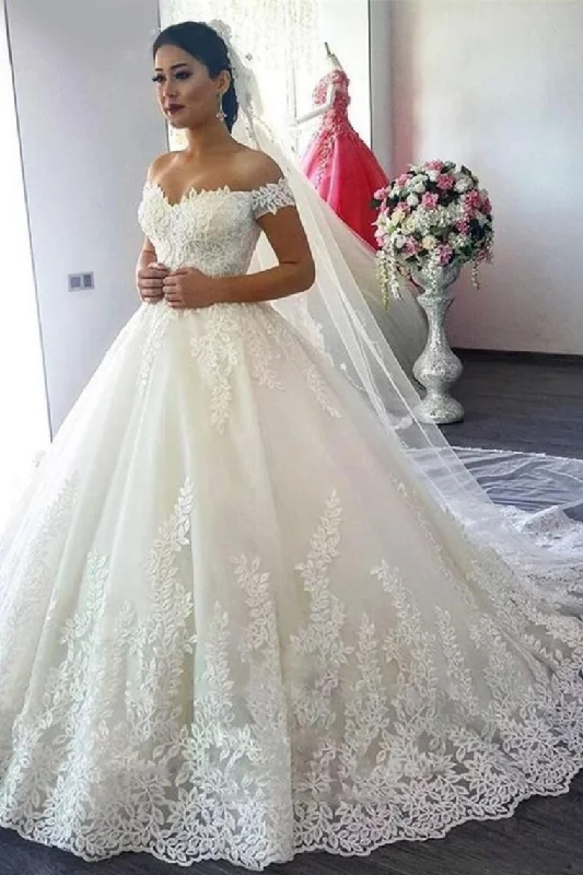 Charming Off The Shoulder Ivory Wedding Dresses Elegant Wedding Gowns Tunics Fall fleece