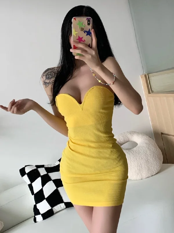 Zjkrl - Chest Wrap  Mini Tank Dress Sexy Tight High Waist Bright Elegant OL New Summer 2023 Hot Sexy Korean Robe Tops  U780 Tunics Luxurious high-end