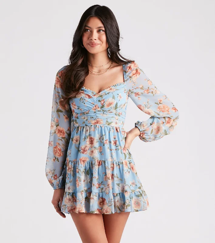 Dreamy Romance Floral Skater Dress Tunics Stylish elegant