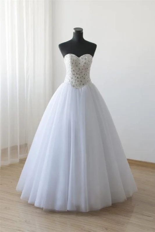 Pretty Lace Up White Ball Gown Beading Princess Dresses Wedding Dresses Tunics Velvet soft