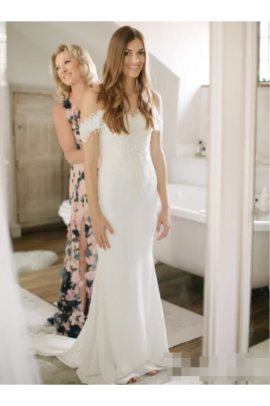 Sweetheart Lace Mermaid Wedding Dress With Off Shoulder Neckline Chapel Train Tunics Occasion special