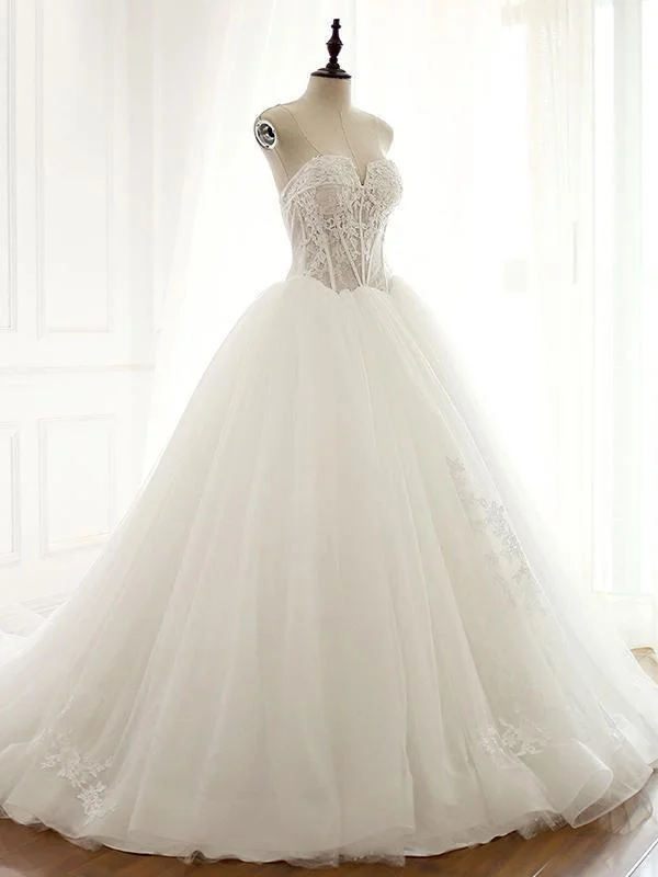 Sweetheart Lace Tulle Long Wedding Dresses Tunics Office stylish