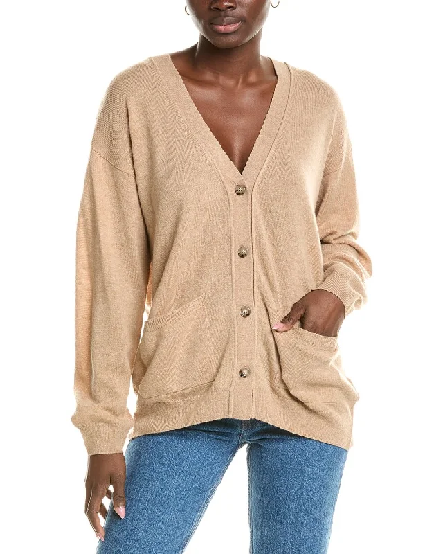 Brodie Cashmere Wool & Cashmere-Blend Roll Edge Luxe Cardigan Thin Thick Dense