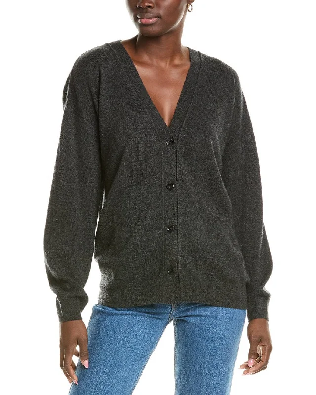 Brodie Cashmere Wool & Cashmere-Blend Roll Edge Luxe Cardigan Embroidered Appliqued Beaded