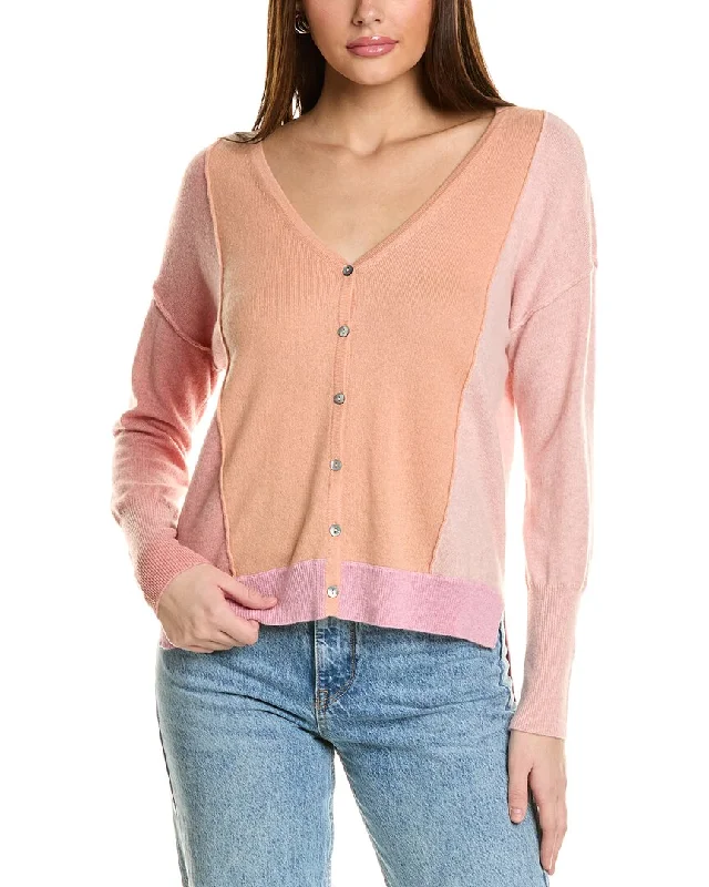 Collaboration Taylor Vertical Blocked Cashmere Cardigan Crew Neck V-Neck Turtle Neck