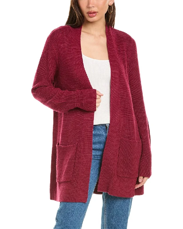 EILEEN FISHER Pocket Front Wool Cardigan Seamless Knitted Crochet