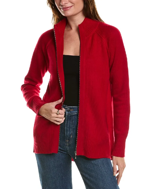 Forte Cashmere Sporty Wool & Cashmere-Blend Cardigan Welt Pockets Slit Pockets Flap Pockets