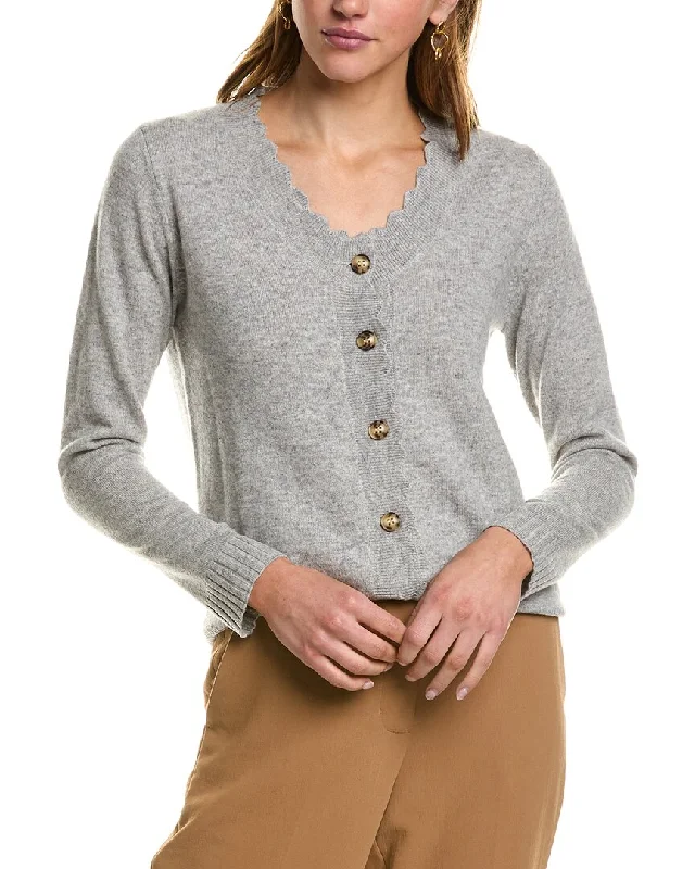 Kier + J Scallop Wool & Cashmere-Blend Cardigan Elasticated Padded Insulated