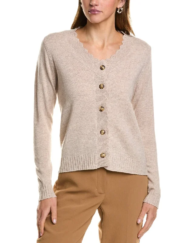 Kier + J Scallop Wool & Cashmere-Blend Cardigan Tailored Straight A-Line