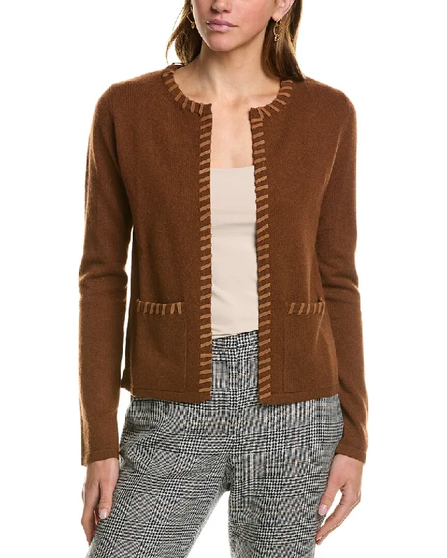 Kier + J Whipstitch Cashmere Cardigan Chenille Brocade Lace