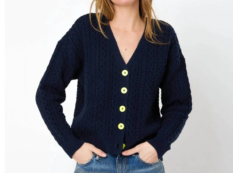 Suzanne Just Add Love Cardigan In Indigo Seamless Knitted Crochet