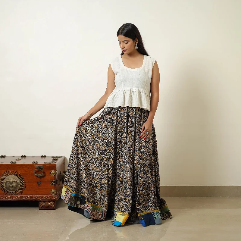 Multicolor - Hand Block Printed Cotton Long Bagru Skirt 03 linen skirt airy