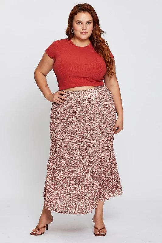 Abstract Print High Waist Maxi Skirt cashmere skirt fine