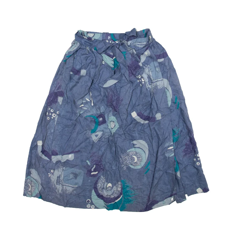 ALISSA Midi Straight Skirt Blue Viscose Floral Womens S vintage skirt charm