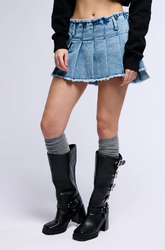 COOL GIRL PLEATED DISTRESSED MINI SKIRT velvet skirt plush