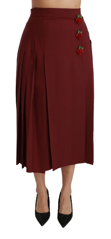 Dolce & Gabbana Elegant Red High Waist Virgin Wool Skirt leather skirt durable