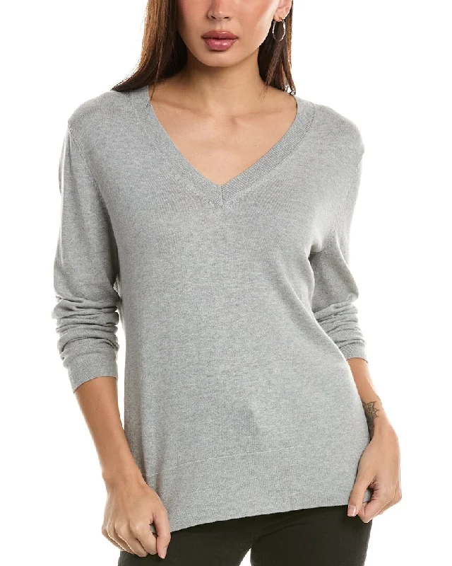 Hannah Rose Santa Monica Cashmere-Blend Pullover Wide Sleeve Pullover