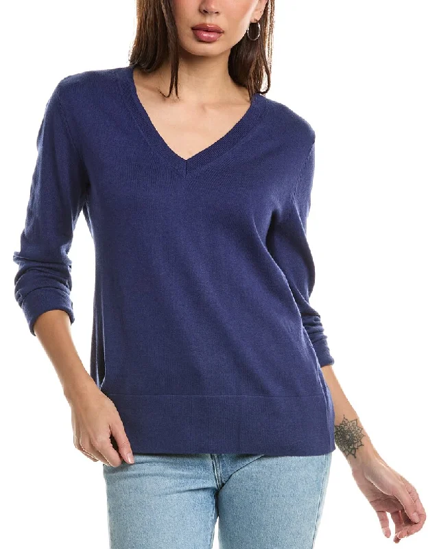 Hannah Rose Santa Monica Cashmere-Blend Pullover Solo Sleeve Pullover