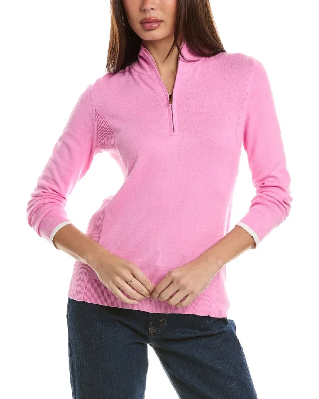 Hannah Rose Tee Time Cashmere-Blend 1/4-Zip Pullover Slim Sleeve Pullover