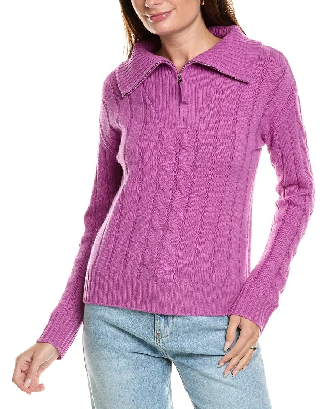 Kier+J Wool & Cashmere-Blend Pullover Asymmetrical Neck Pullover