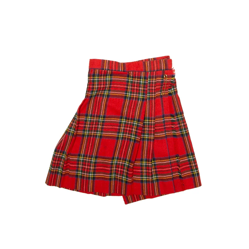 Kilt Short Pleated Skirt Red Check Womens XXS corduroy skirt comfortable