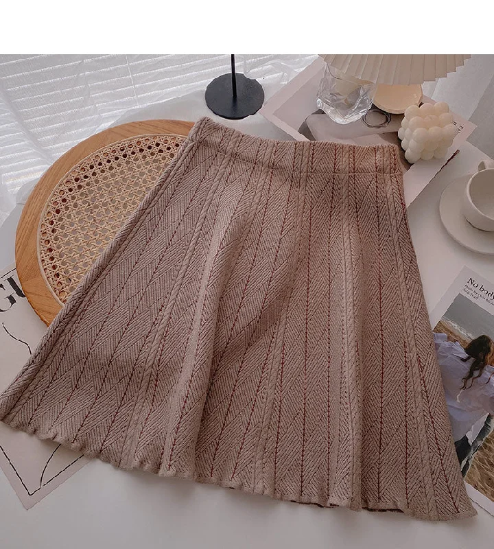 Korean casual and versatile, slim A-shaped skirt  5714 wool skirt breathable