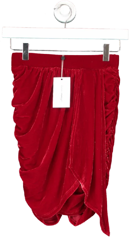 Lovers and Friends Velvet Tinley Skirt In Red UK XS leather skirt durable