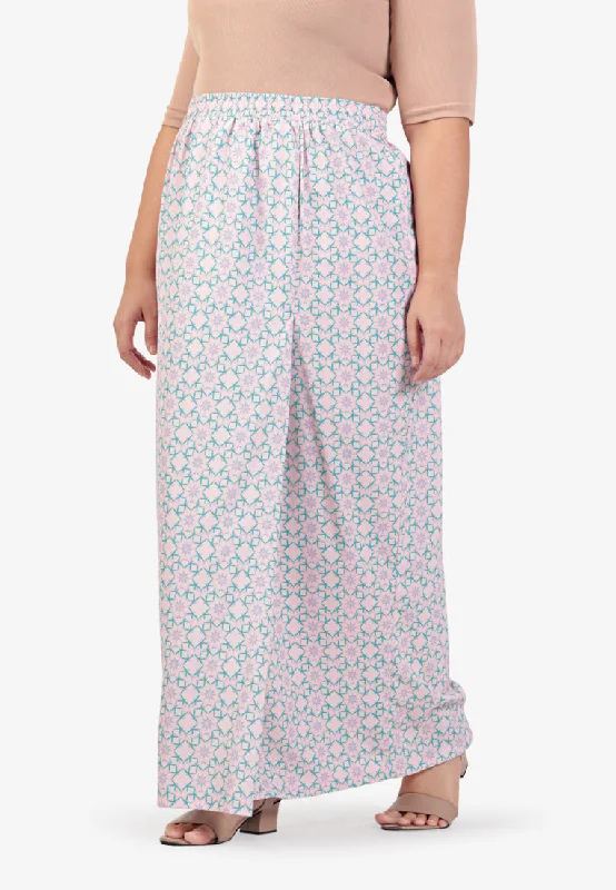 Badiyah Raya Pastel Motif Printed Skirt - Pastel Pink lightweight skirt design