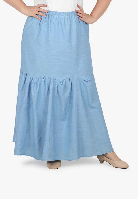 Aileene Peplum A-Line Skirt - Light Blue relaxed fit skirt