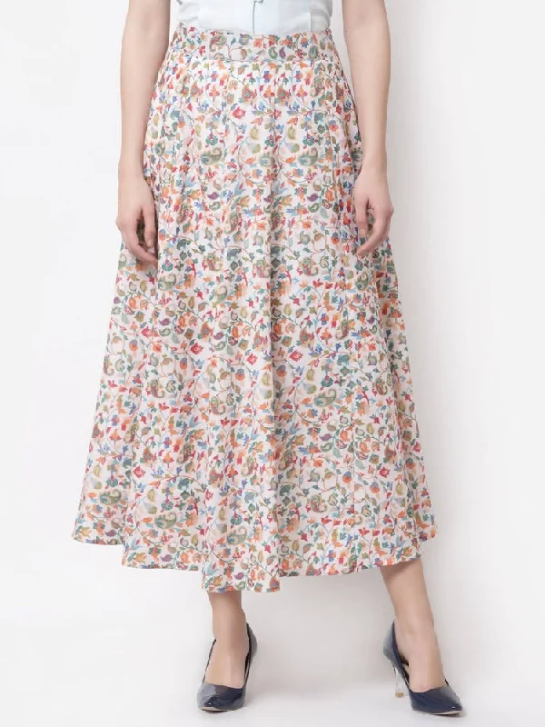 Myshka Multicolor Cotton blend Printed Skirt cashmere skirt rich