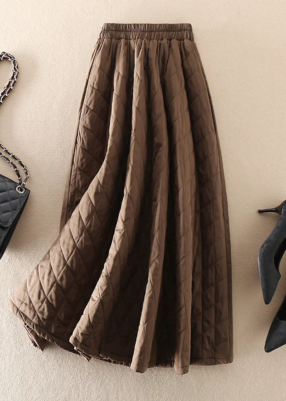 Natural Brown Pockets thick Solid Skirt Winter velvet skirt plush