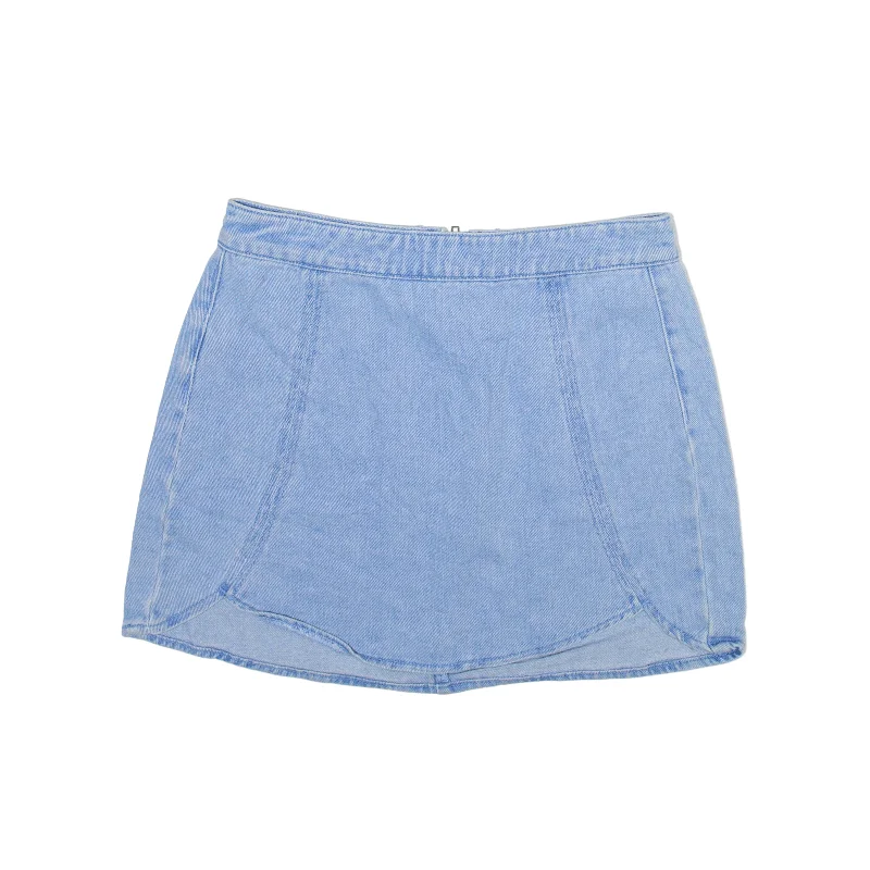 PASCUN Short Mini Skirt Blue Denim Womens S linen skirt natural