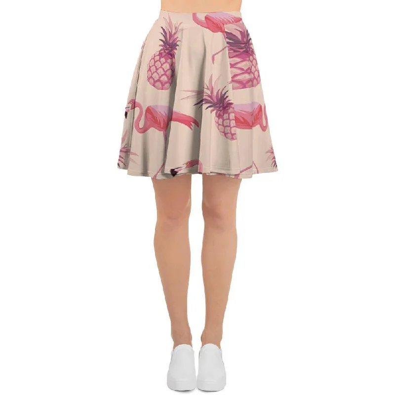 Pineapple Flamingo Print Women's Skirt vintage skirt charm