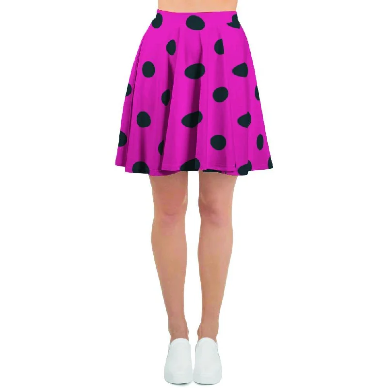 Pink And Black Polka Dot Women's Skirt lace skirt intricate