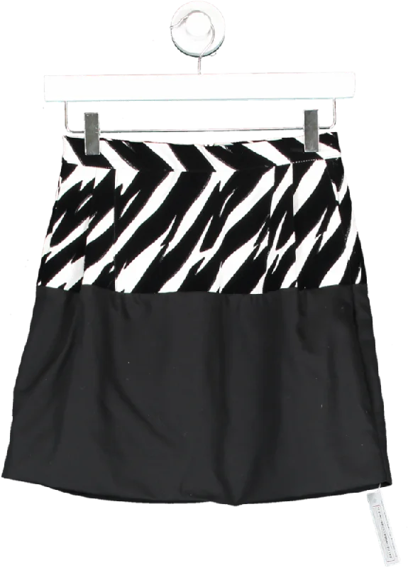 SKRT Black Zebra Panel Mini Skirt UK XS wool skirt warm