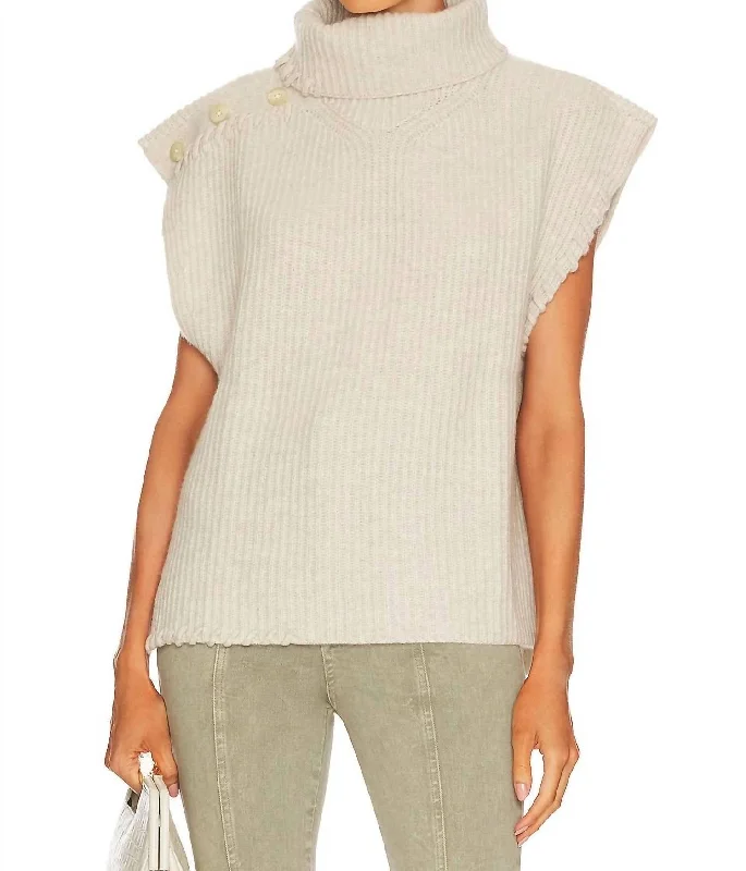 Winona Cashmere Pullover In Sand High Neck Pullover