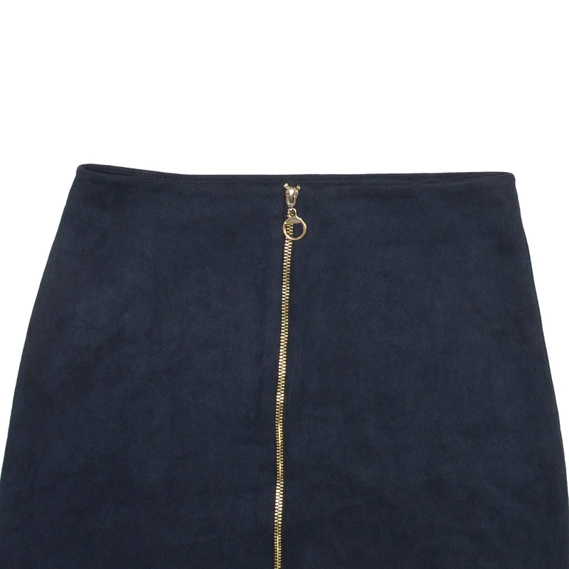 Zip Detail Short Mini Skirt Blue Womens M denim skirt durable